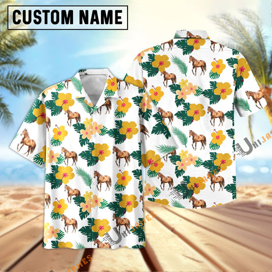 Uni Horse Summer Flamigo Flower Hawaiian Shirt