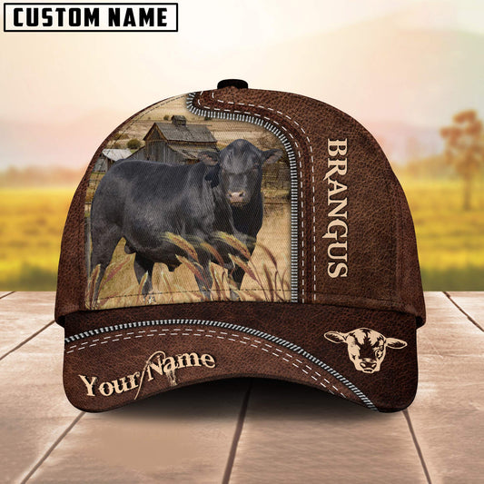 Uni Brangus Customized Name Leather Pattern Cap