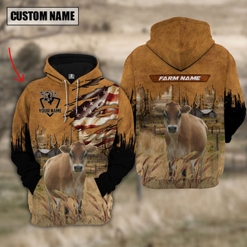 Uni Jersey No Horn Custom Name US FLAG Pattern Hoodie