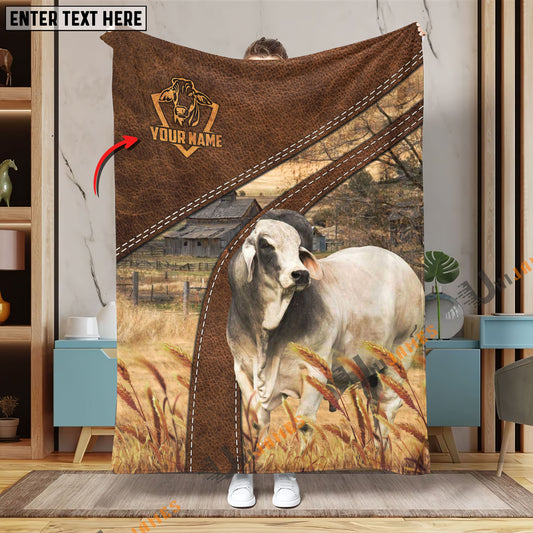Uni Personalized Name Brahman Brown Blanket