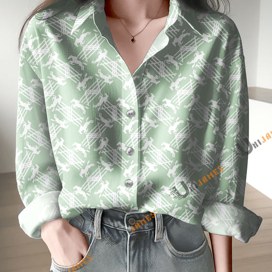 Unique Horse Mint Pattern Casual Shirt