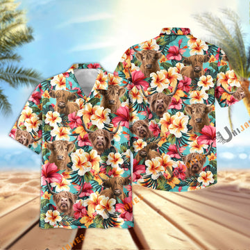 Unique Highland Tropical Flower Pattern Seamless Hawaiian Shirt