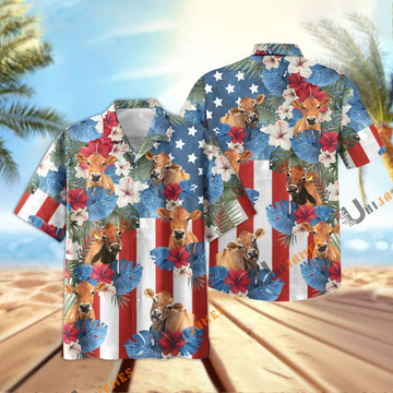 Uni Jersey US Flag Vintage 3D Hawaiian Shirt