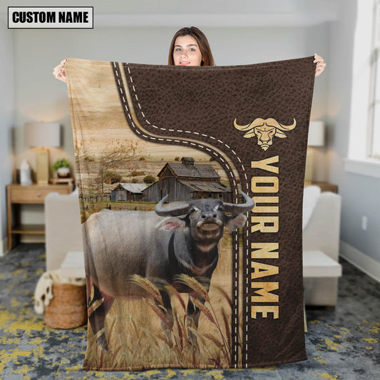 Uni Personalized Name Buffalo Leather Pattern Blanket