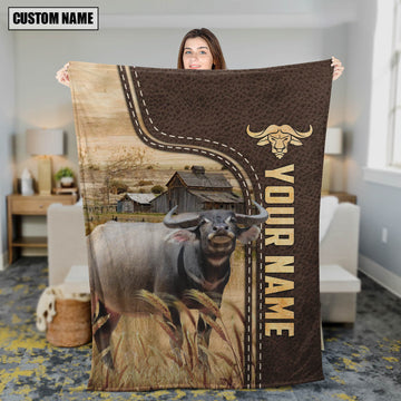 Uni Personalized Name Buffalo Leather Pattern Blanket