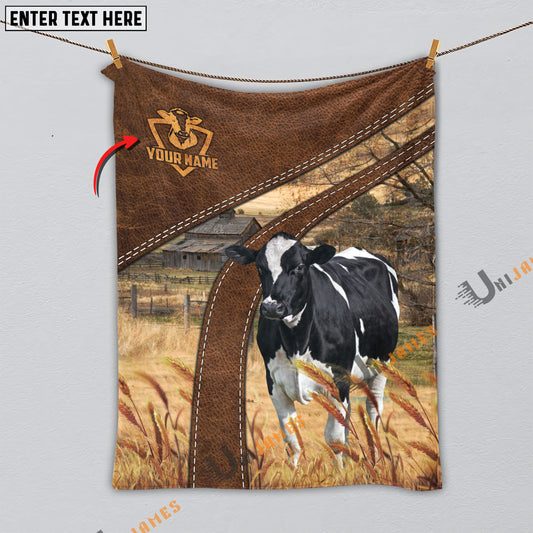 Uni Personalized Name Holstein Brown Blanket