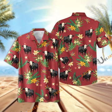 Uni Black Baldy Vintage Red Summer Hawaiian Shirt