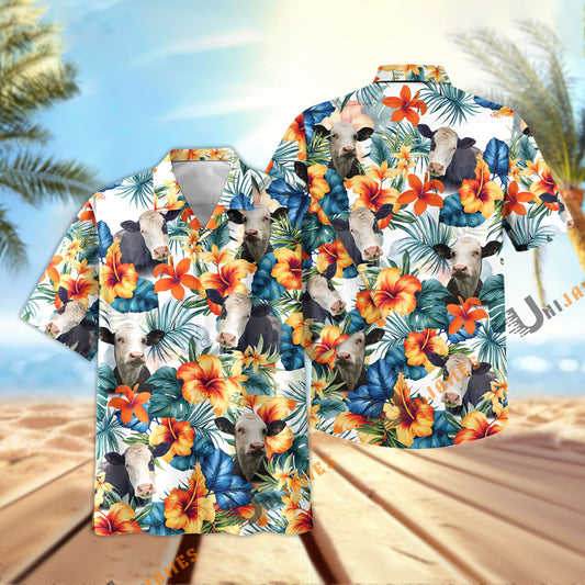 Unique Black Baldy Colorful Summer Flowers and Leaves Hawaiian Shirt
