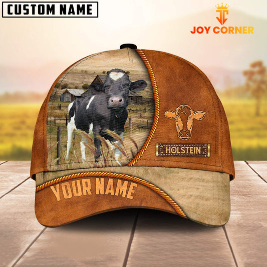 Uni Custom Name Holstein Leather Pattern Cap TT5