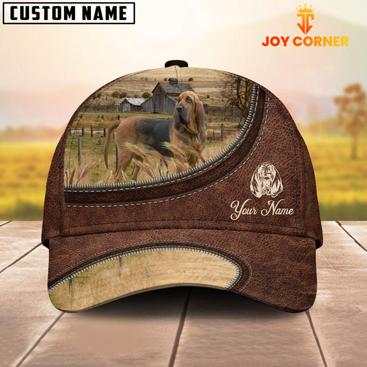 Uni Black & Tan Bloodhounds Customized Name Leather Pattern Cap