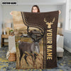 Uni Personalized Name Reindeer Leather Pattern Blanket