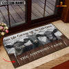 Uni Black Angus Custom Name - Live Like Someone Left The Gate Open Doormat