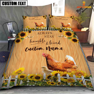 Uni Chicken Stay Humble And Kind Custom Name Bedding Set