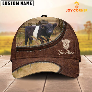 Uni Belted Galloway On The Farm Customized Name Leather Pattern Cap