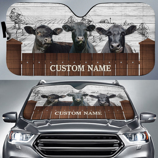 Uni Black Angus Farming Custom Name 3D Sun Shade