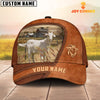 Uni Goat Customized Name Brown Leather Pattern Cap