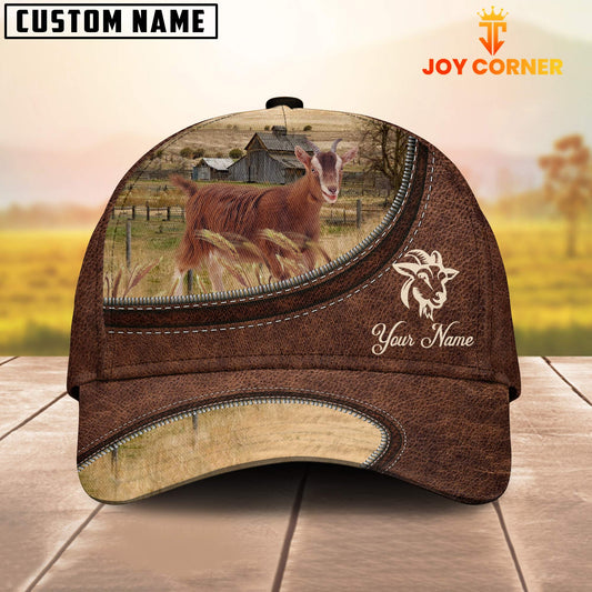 Uni Goat On The Farm Customized Name Leather Pattern Cap