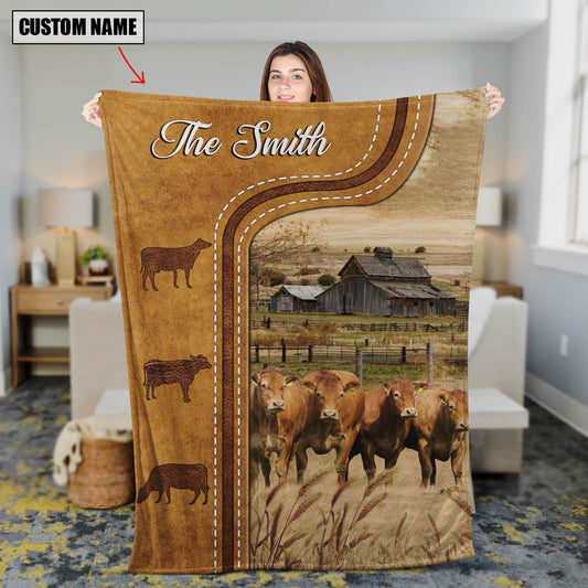 Uni Personalized Limousin Cattle In Field Farmhouse Blanket