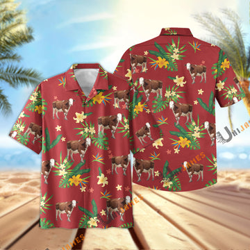 Uni Hereford Vintage Red Summer Hawaiian Shirt