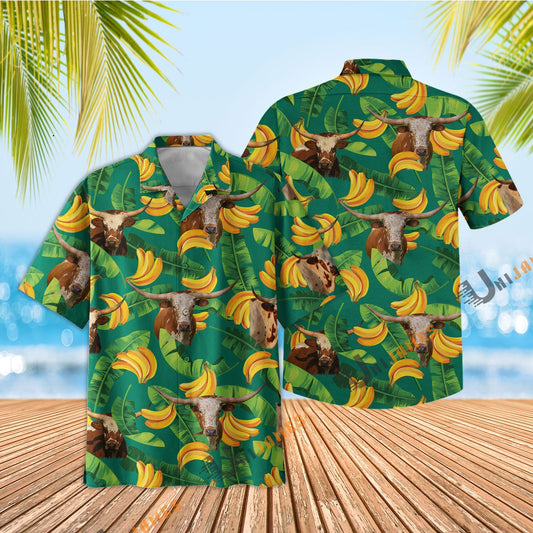 Uni Texas Longhorn Banana Green Summer Hawaiian Shirt