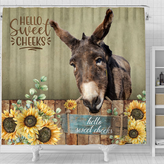 Uni Donkey Hello Sweet Cheeks 3D Shower Curtain