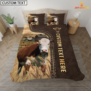 Uni Hereford Custom Text Leather Pattern Bedding Set