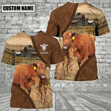 Uni Red Angus Barn Farm Customized Name 3D T-Shirt