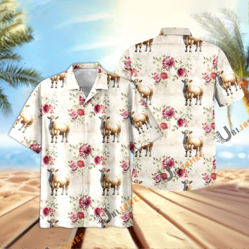 Unique Charolais Floral Vintage Pattern Hawaiian Shirt