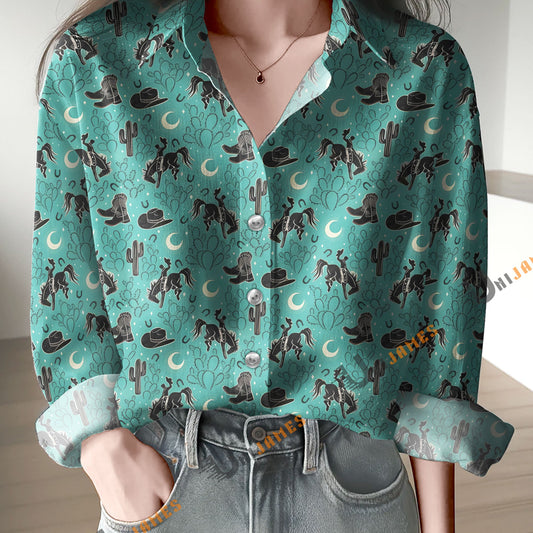 Unique Horse Cowboys and Cacti Casual Shirt