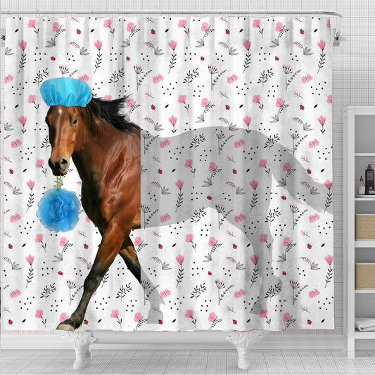 Uni Horse Flower 3D Shower Curtain