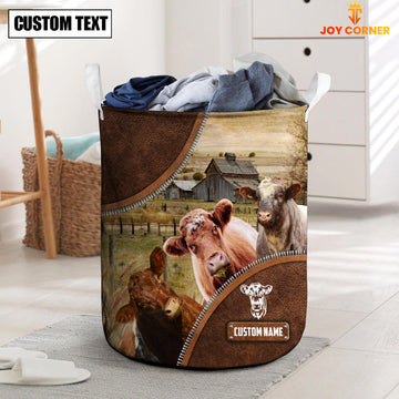 Uni Shorthorn Cow Custom Name Laundry Basket