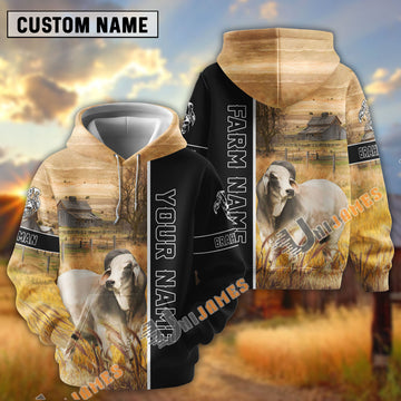 UniJames Half Black & Farm Brahman Cattle Personalized Hoodie