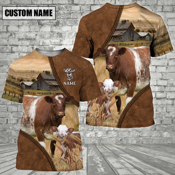 Uni Shorthorn Barn Farm Customized Name 3D T-Shirt