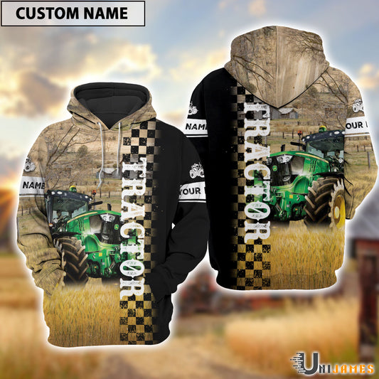 Uni Personalized Name Tractor Day & Night On The Farm 3D Hoodie