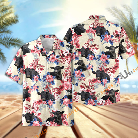 Uni Black Angus Flowers Cool Summer Pattern Hawaiian Shirt