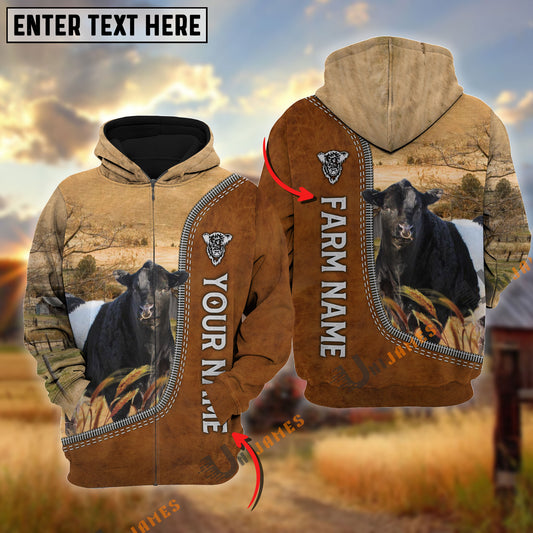 Uni Belted Galloway Farming Happiness Personalized Name 3D Hoodie