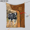 Uni Personalized Name Holstein Premium Brown Pattern Blanket