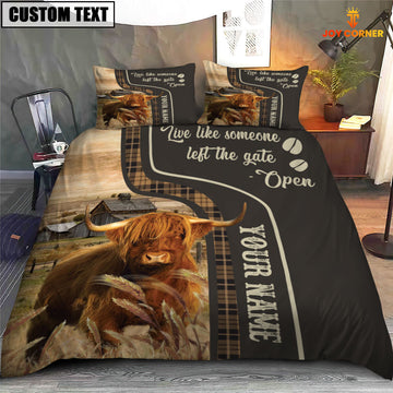 Uni Highland Cattle Like Someone Left The Gate Open Customized Name 3D Bedding Set