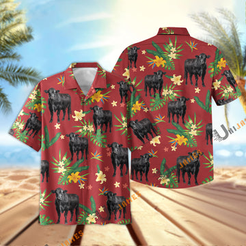 Uni Black Angus Vintage Red Summer Hawaiian Shirt