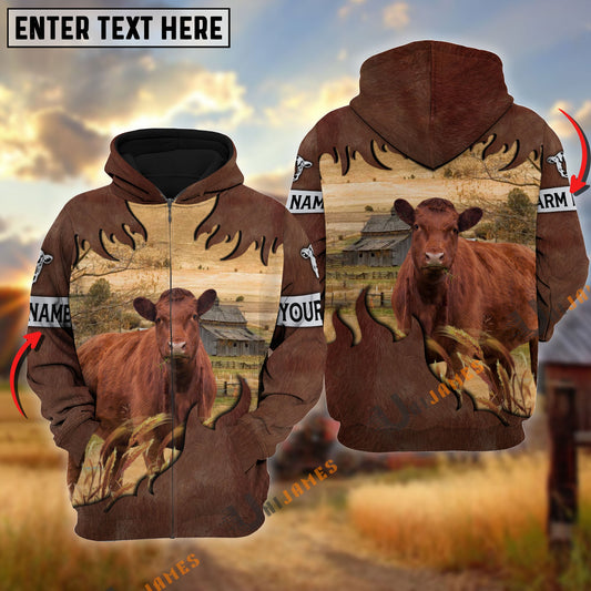 Uni Red Angus Brown Hair Pattern Personalized Name 3D Hoodie