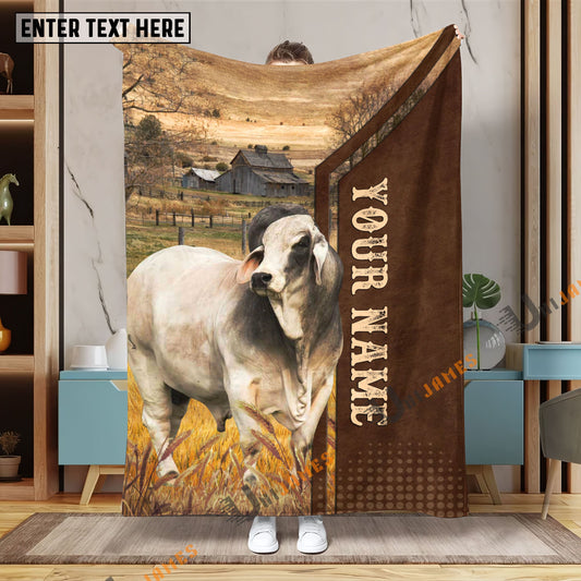 Uni Personalized Name Brahman Farming Life Pattern Blanket