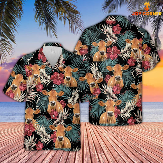 Uni Jersey Dark Red Flowers Pattern Hawaiian Shirt