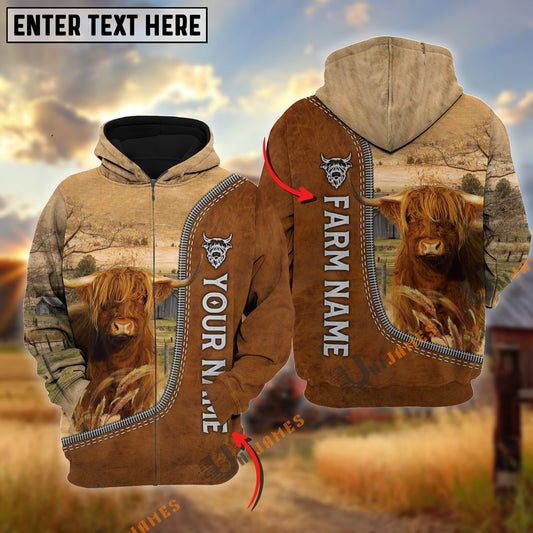 Uni Highland Farming Happiness Personalized Name 3D Hoodie