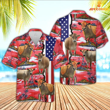 Unique Jersey American Flag Farming 3D Hawaiian Shirt