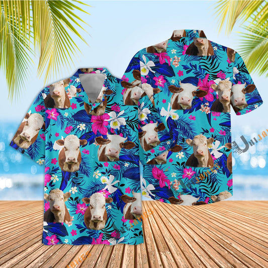 Uni Hereford Cool Flower Color Hawaiian Shirt