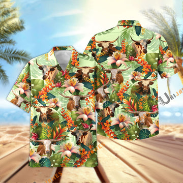 Uni Texas Longhorn Cool Summer Mint Pattern Hawaiian Shirt