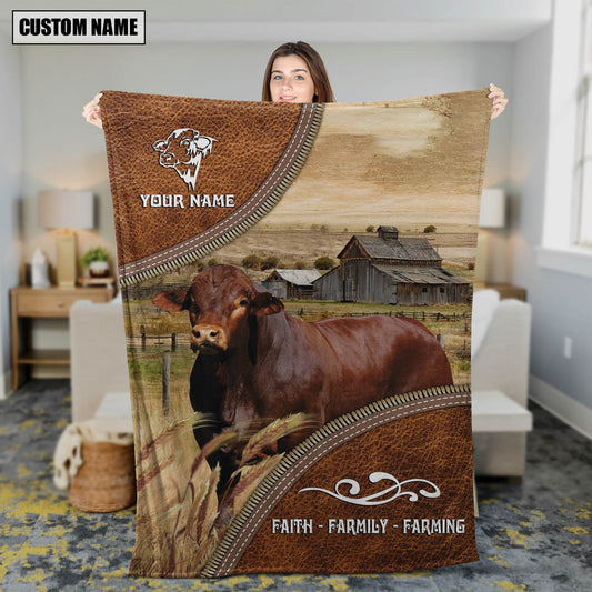 Uni Personalized Name Beefmaster Faith Family Farming Blanket