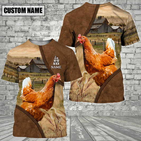 Uni Chicken Barn Farm Customized Name 3D T-Shirt