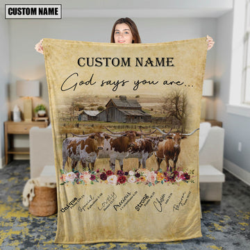 God Says You Are - Uni Personalized Name Texas Longhorn Blanket