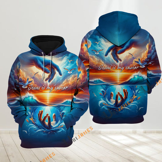 Uni Jesus Is My Savior Blue Sea 3D Hoodie